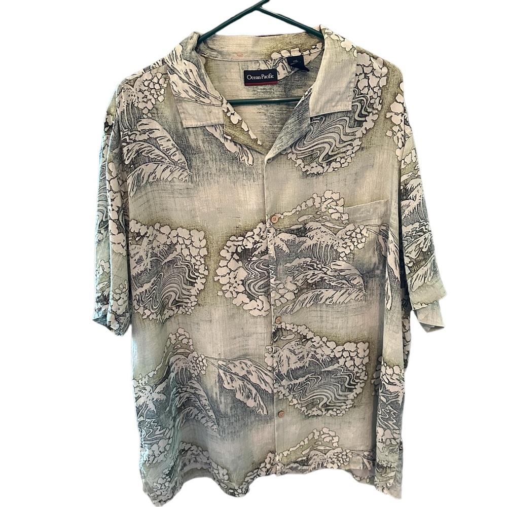 Ocean Pacific 100% Silk Men’s XXL button down short sleeves